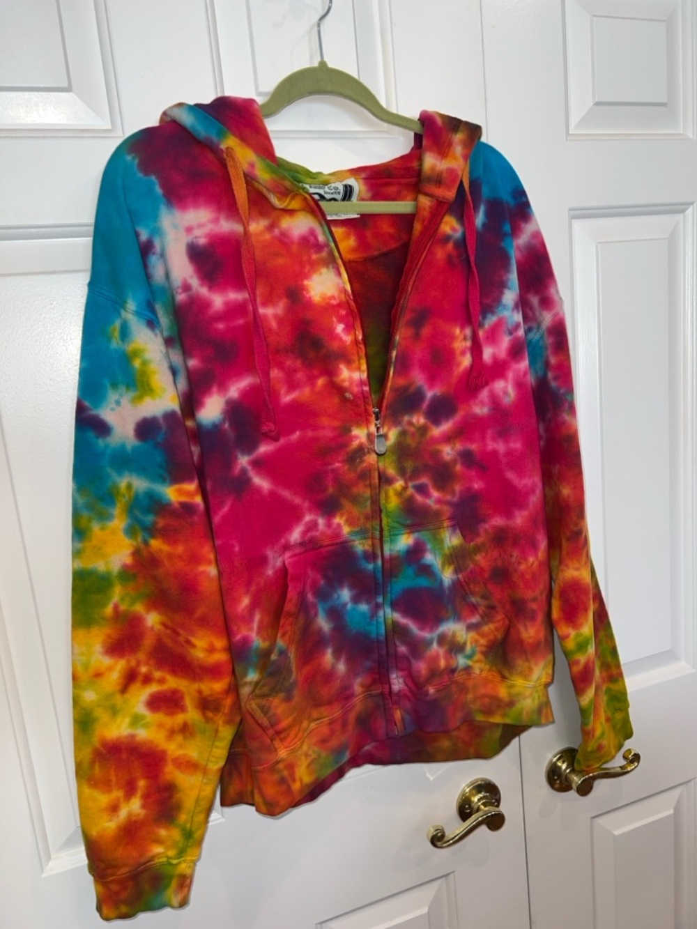 Unisex Tie-Dye Zip-Up Hoodie - Multicolor - Picture 3 of 6